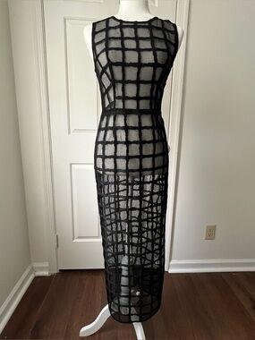 Abyss By Abby Black Grid Pattern Maxi Dress